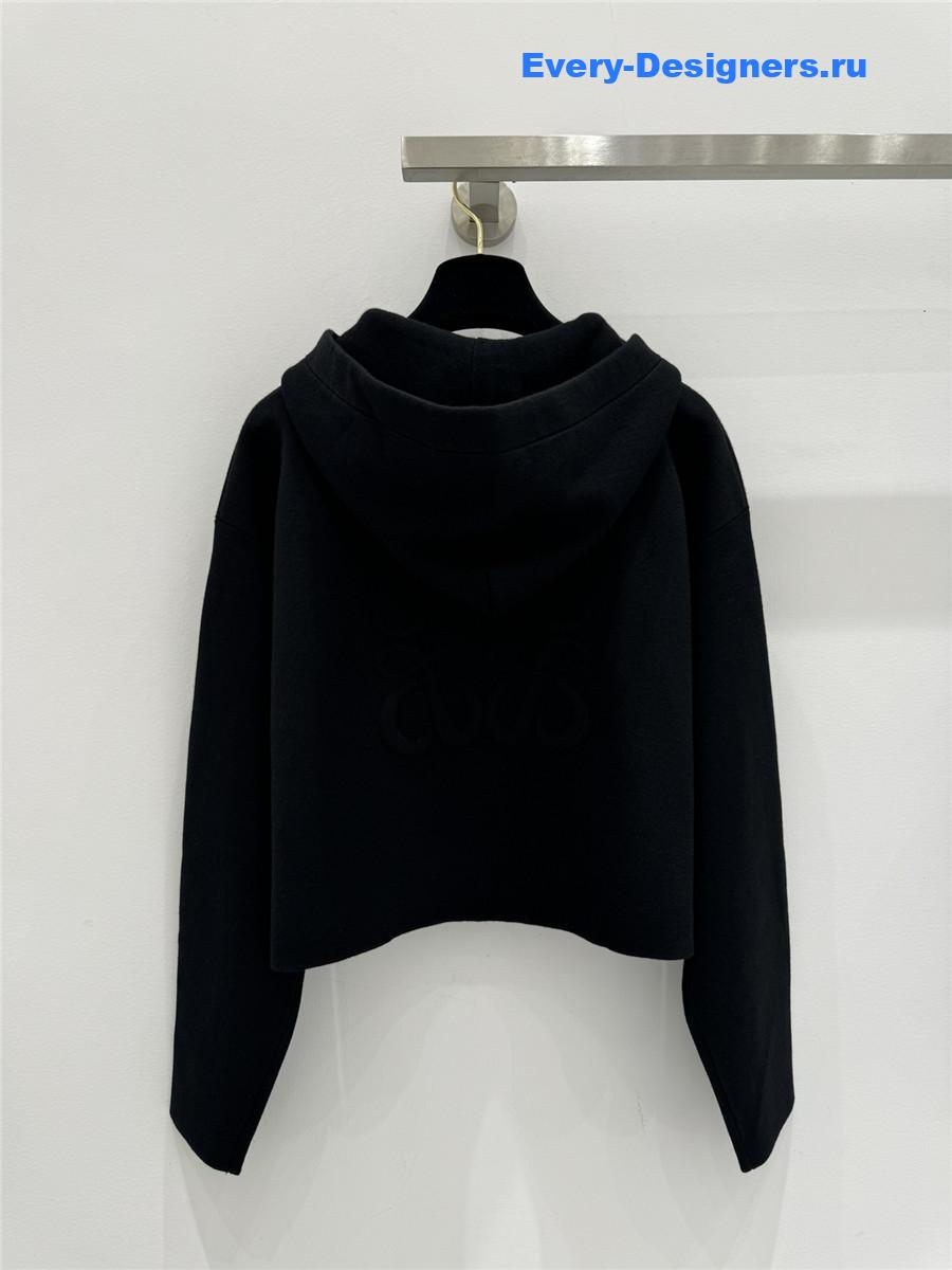 L0ew* embossed logo hooded cardigan