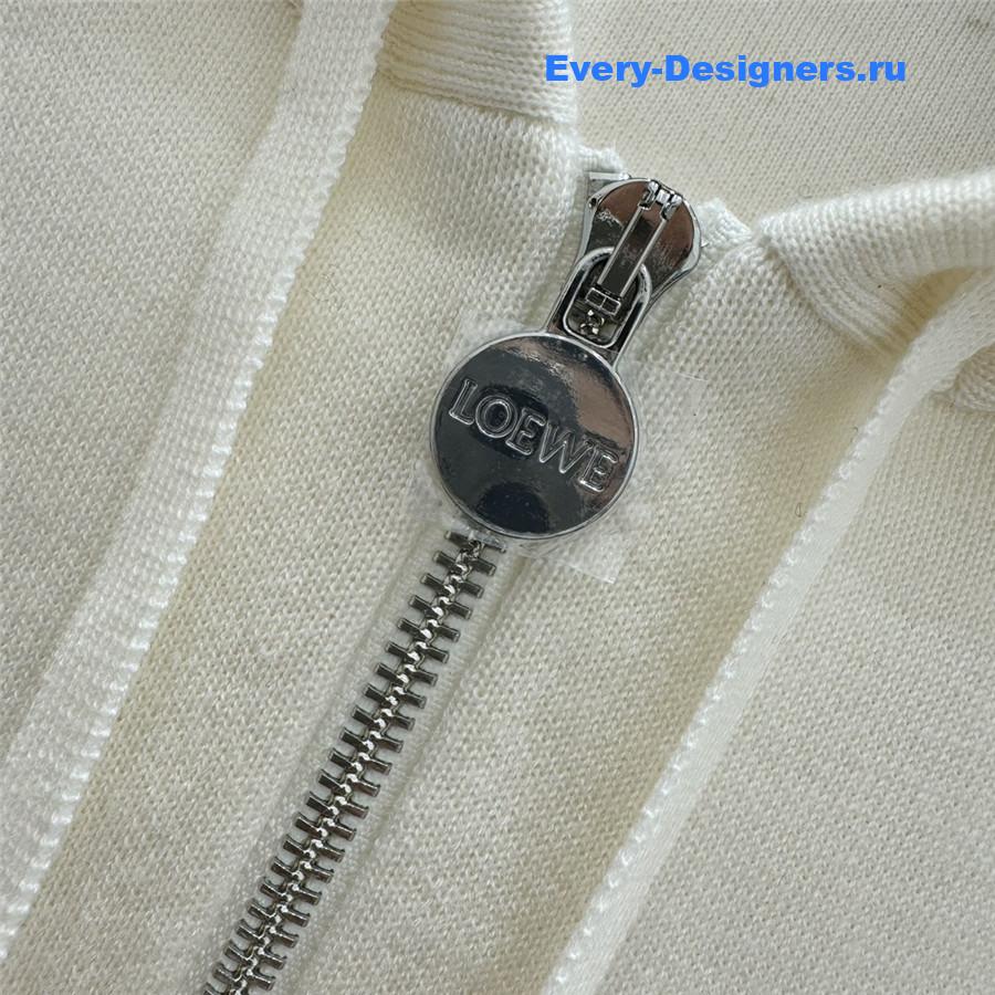 L0ew* embossed logo hooded cardigan