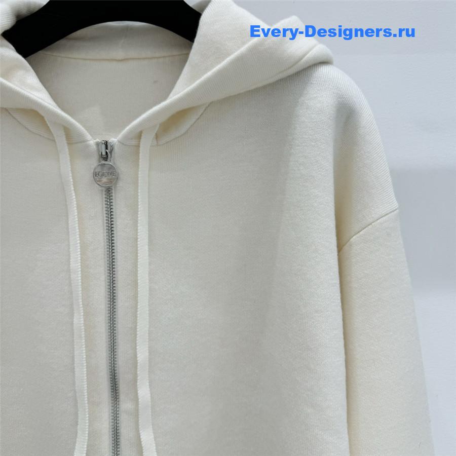 L0ew* embossed logo hooded cardigan