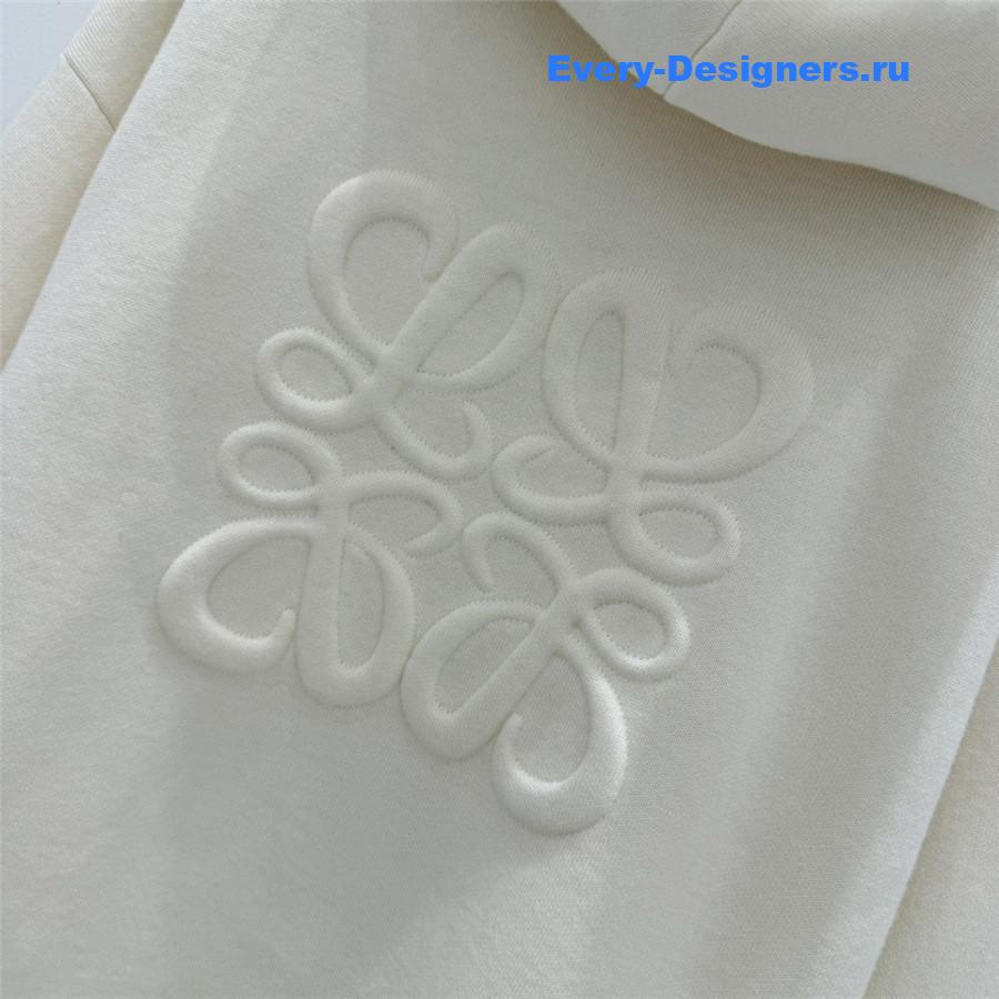 L0ew* embossed logo hooded cardigan