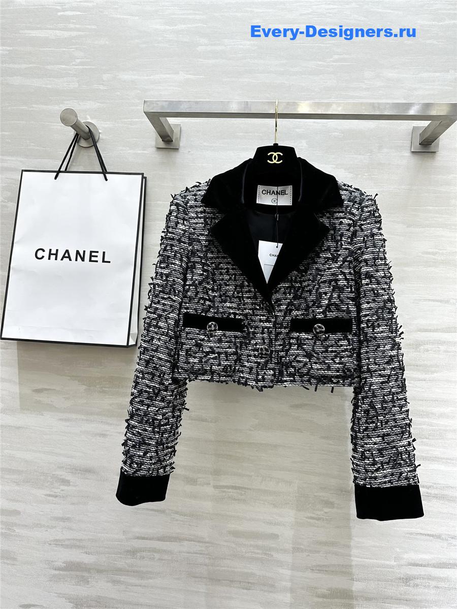 Ch**el velvet collar patchwork short coat