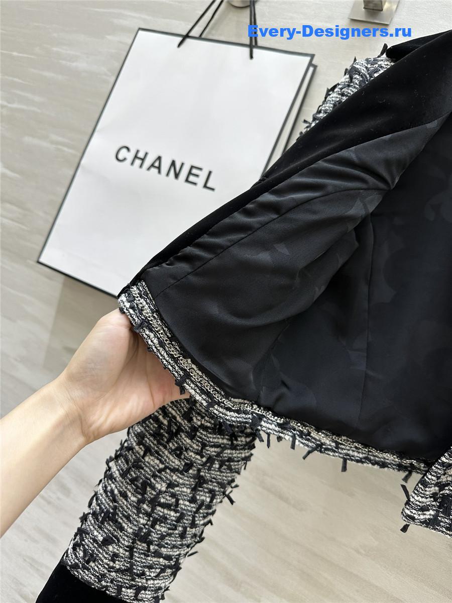 Ch**el velvet collar patchwork short coat