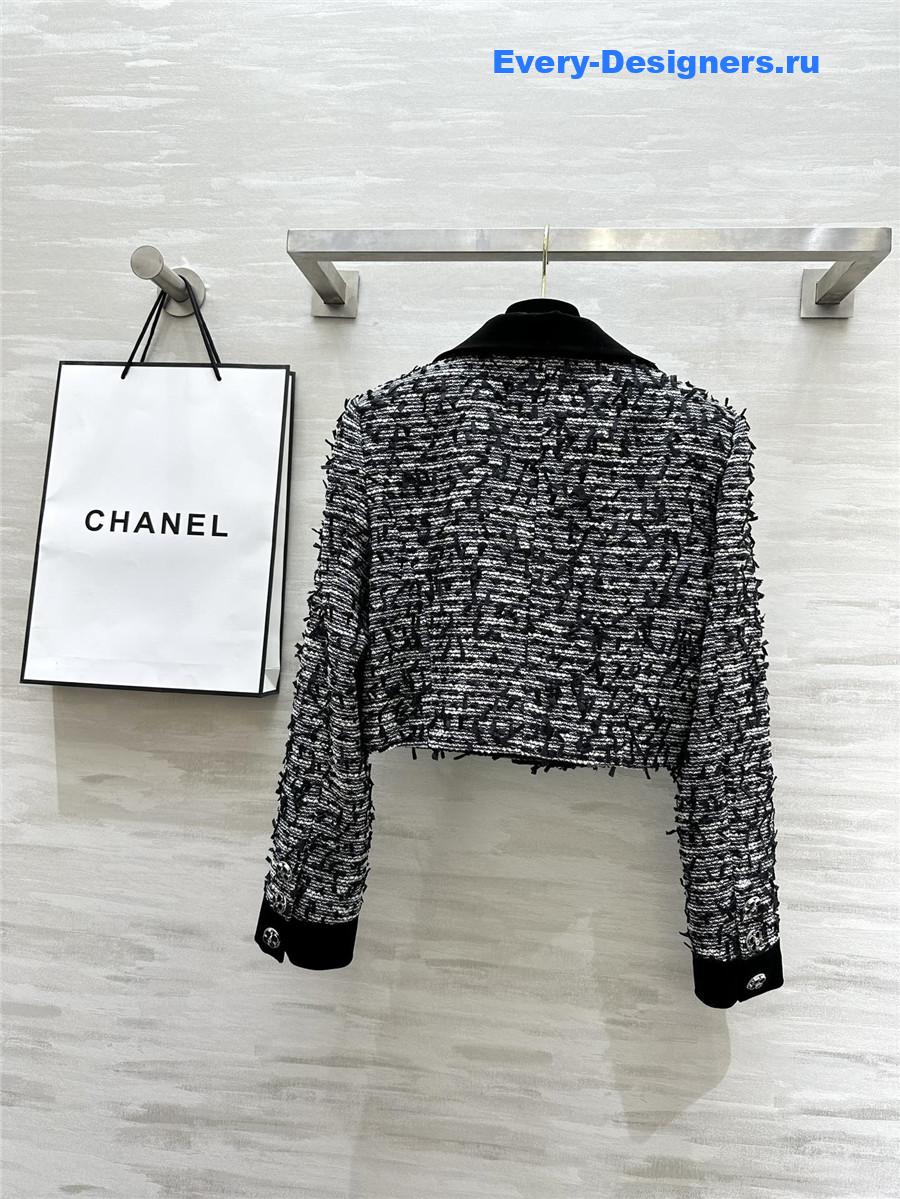 Ch**el velvet collar patchwork short coat
