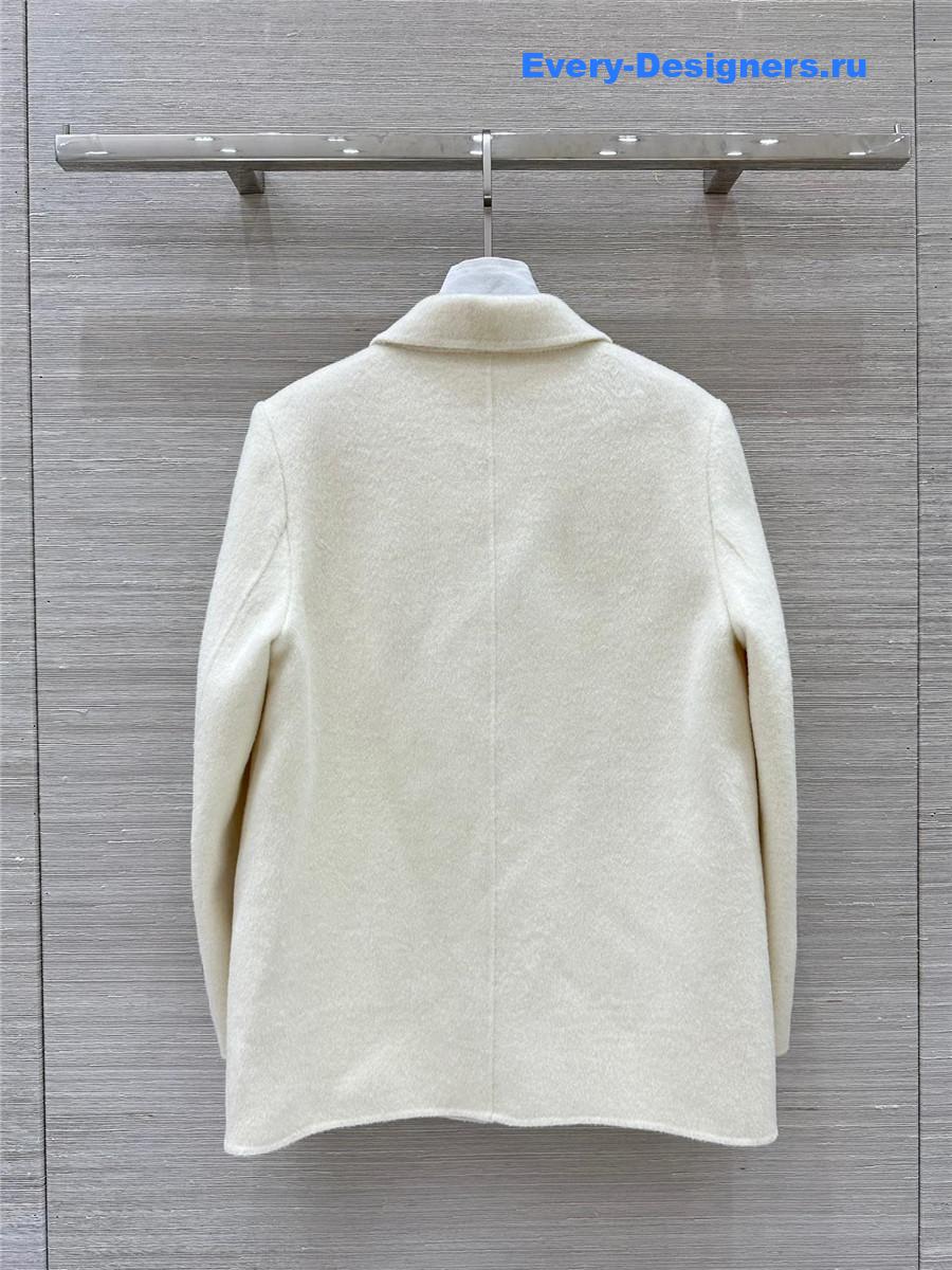 Miu Miu White Double-Breasted Wool Blazer