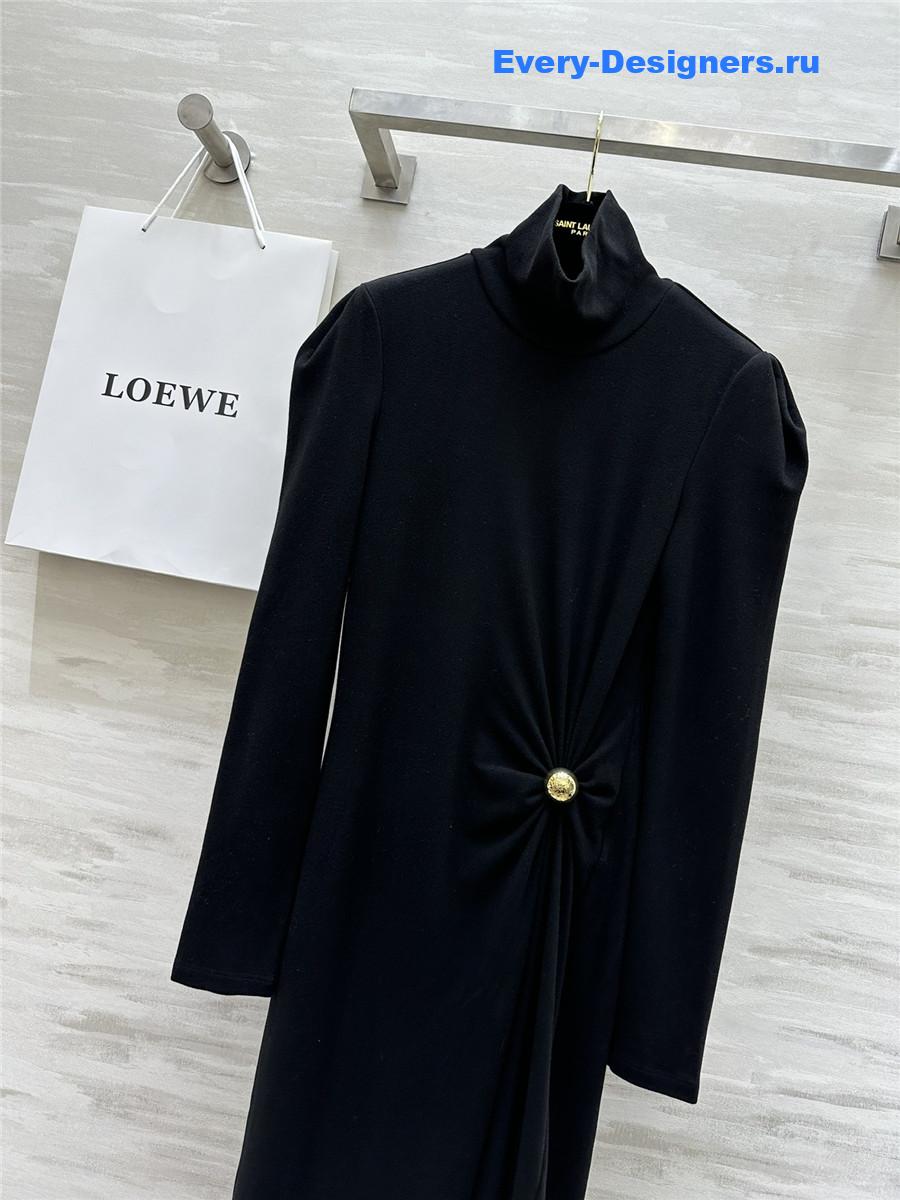 L0ew* high collar plush maxi dress
