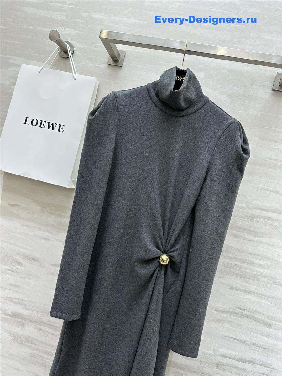 L0ew* high collar plush maxi dress