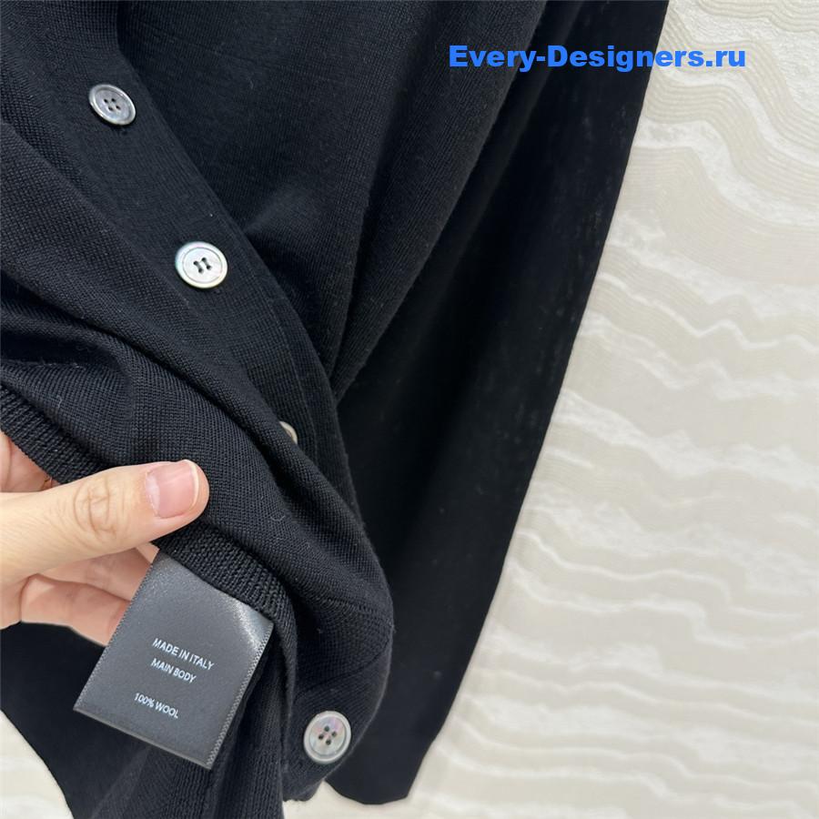 Pra*a logo-intarsia wool cardigan black