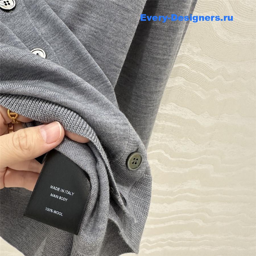 Pra*a logo-intarsia wool cardigan grey