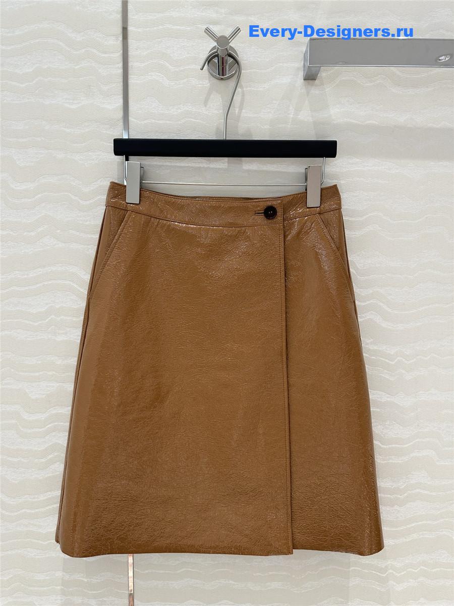 M1um1u patent leather midi skirt