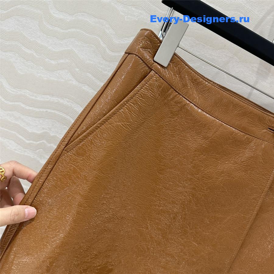 M1um1u patent leather midi skirt