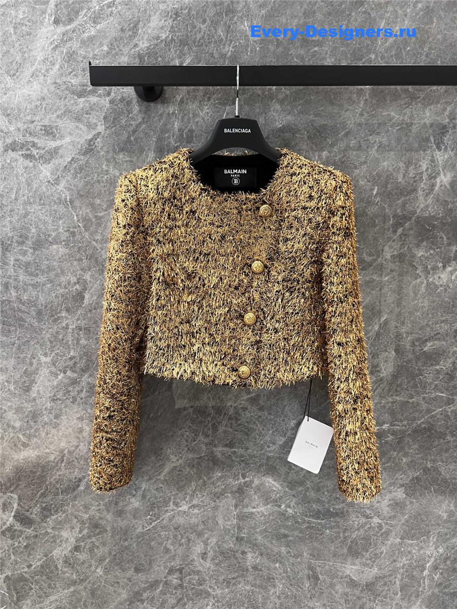 Balmain Gold Button Short Jacket