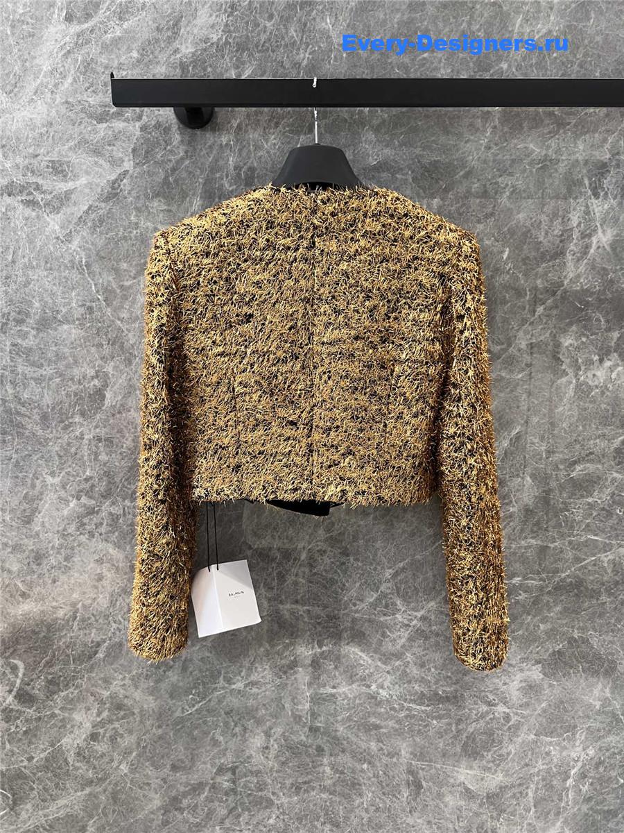 Balmain Gold Button Short Jacket