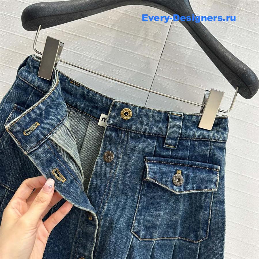 M1um1u denim pleated long skirt