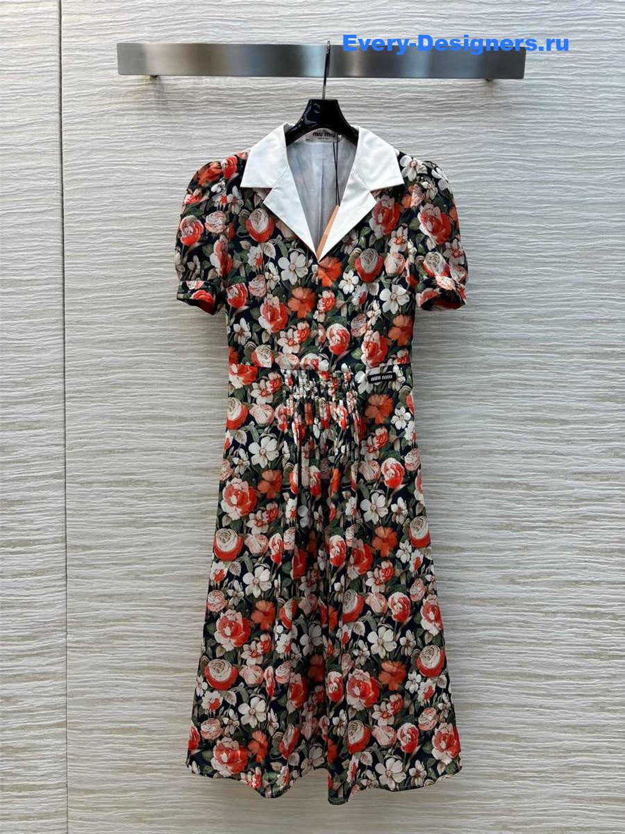 M1um1u lapel floral dress