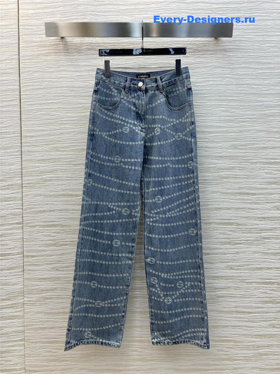 Ch**el logo straight jeans