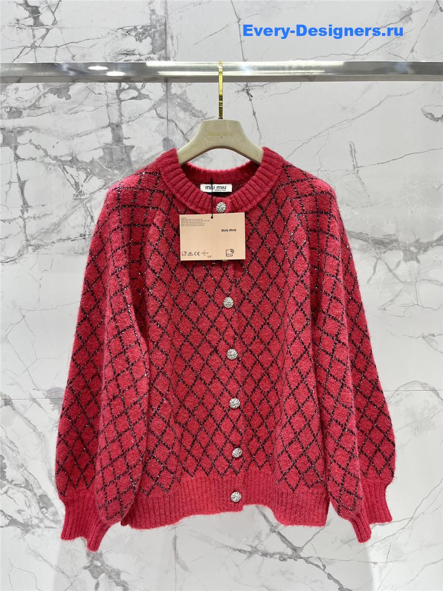 m1um1u D1am0nd sequin knitted cardigan