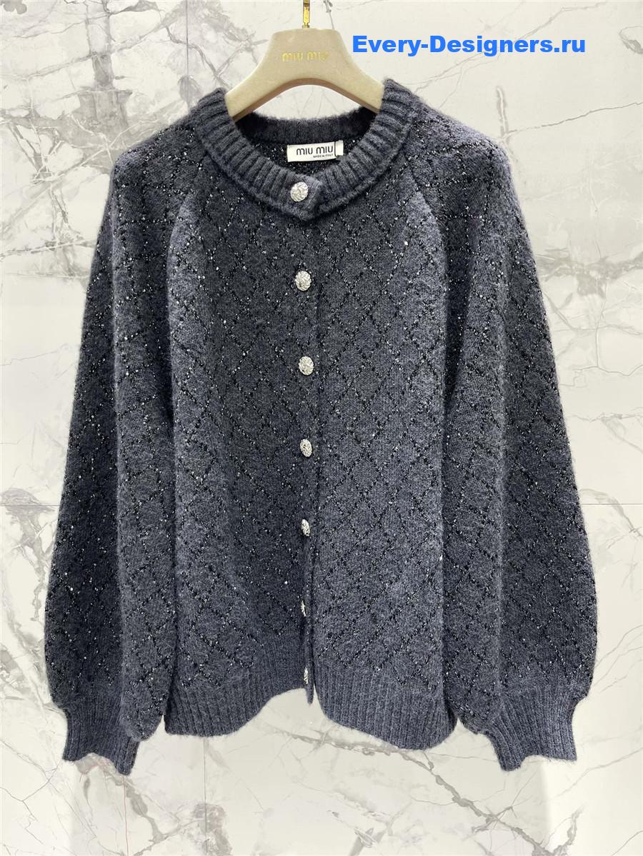 m1um1u D1am0nd sequin knitted cardigan