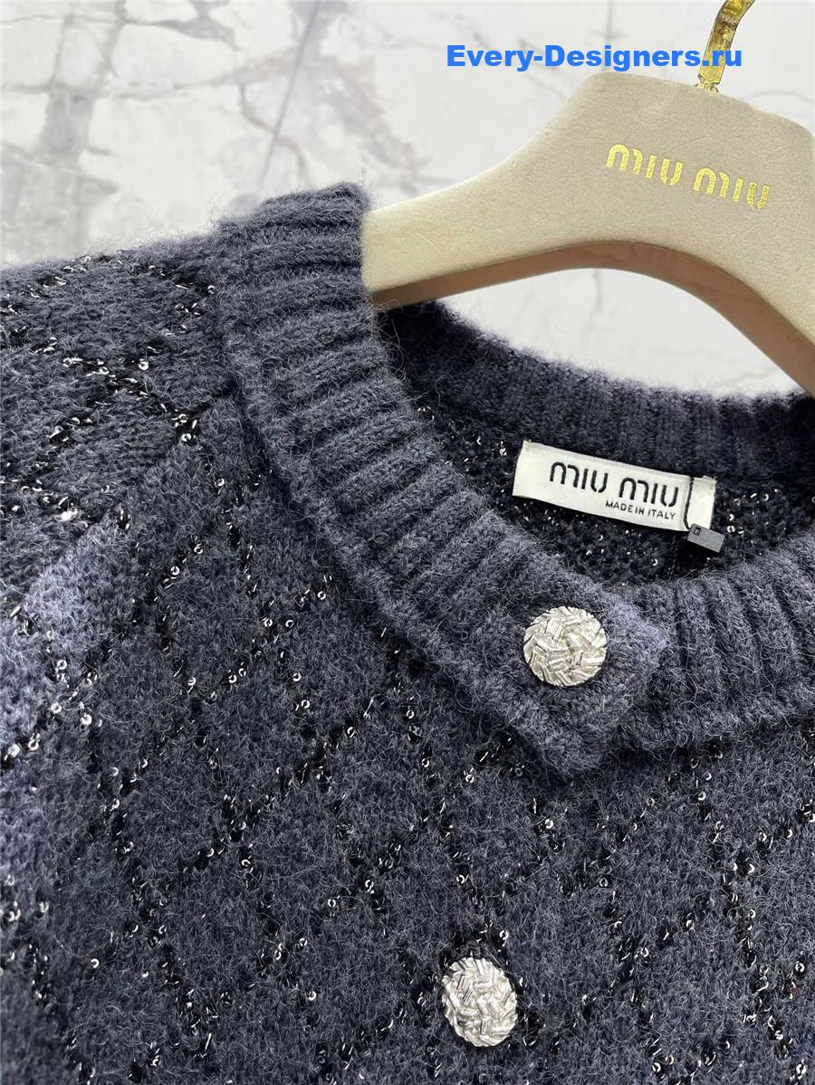 m1um1u D1am0nd sequin knitted cardigan