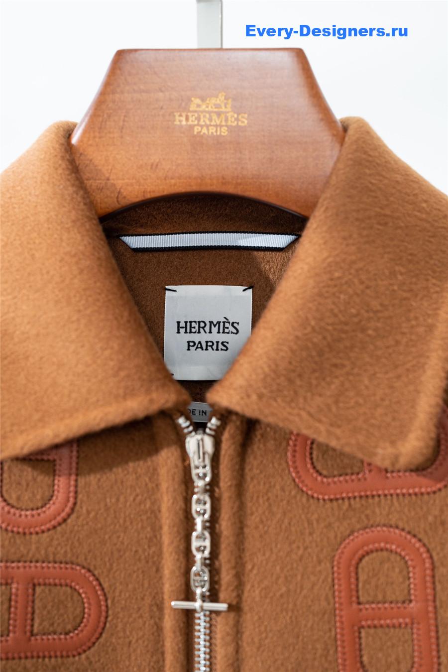 H**me5 embroidered mixed leather jacket