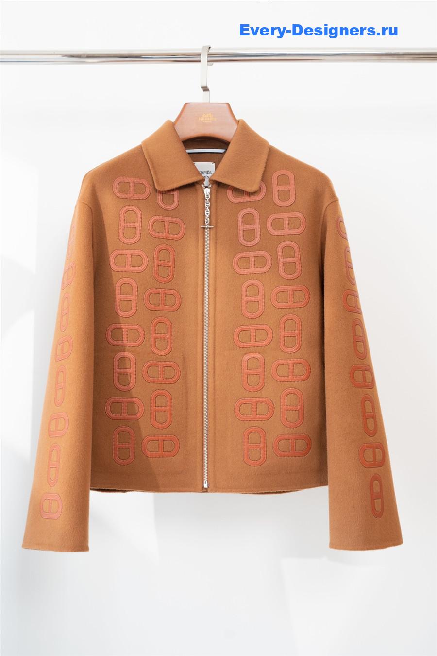 H**me5 embroidered mixed leather jacket