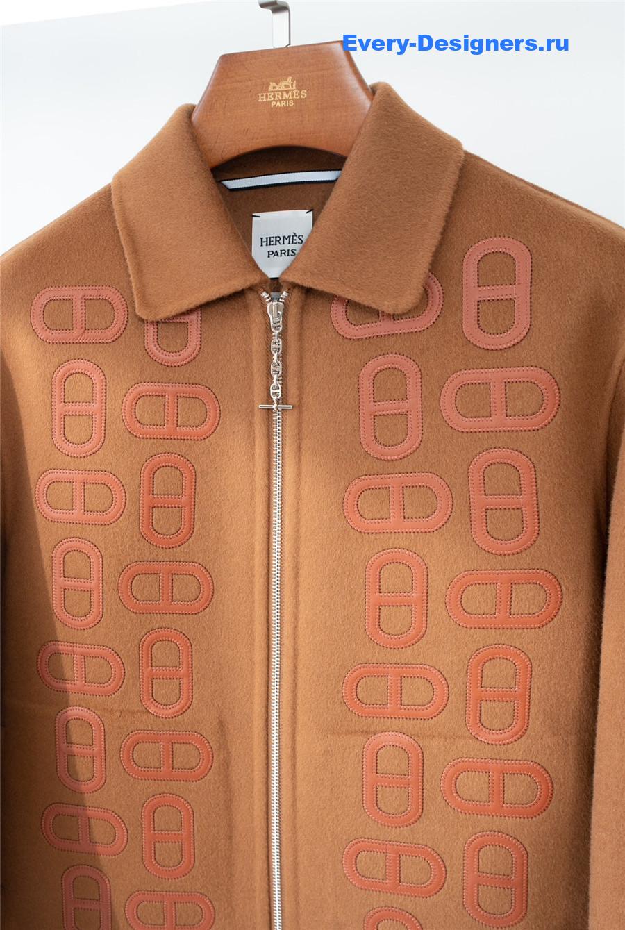 H**me5 embroidered mixed leather jacket