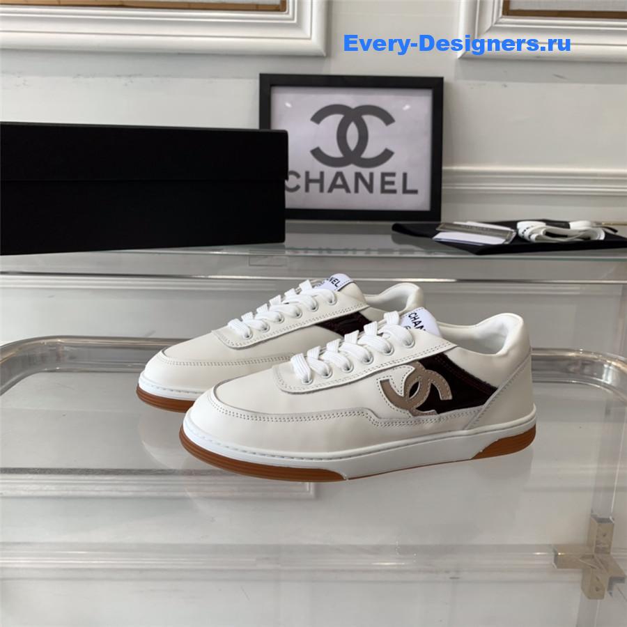 Ch**el white suede trainers sneakers