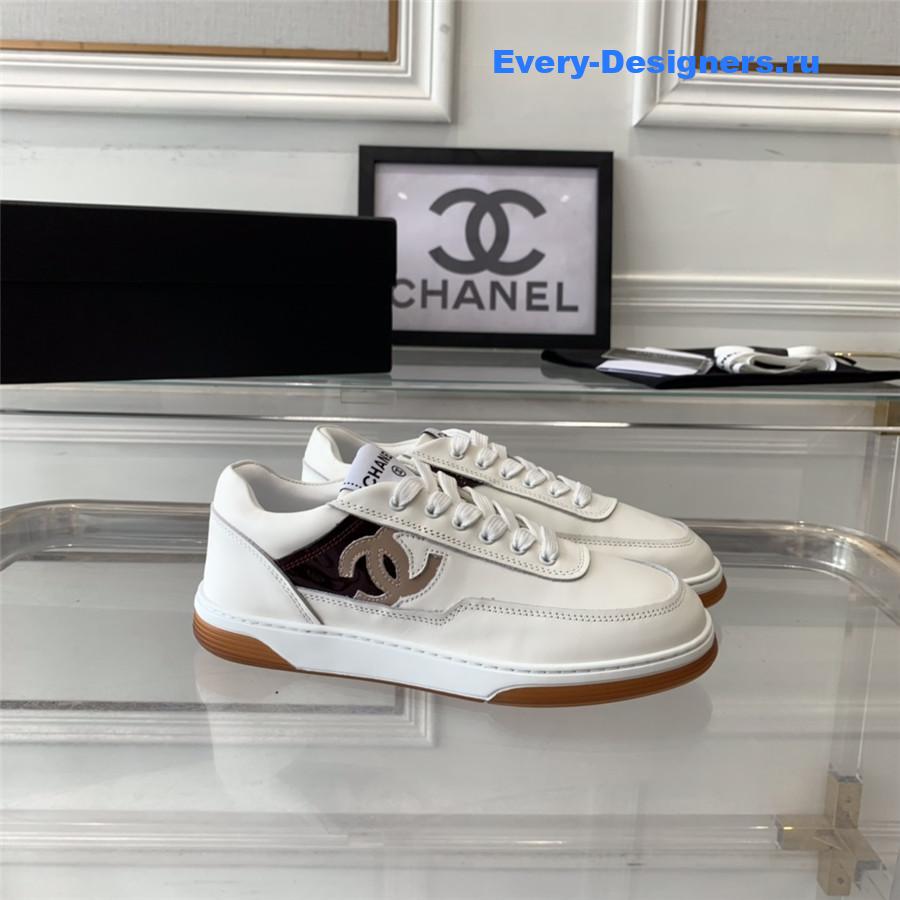 Ch**el white suede trainers sneakers