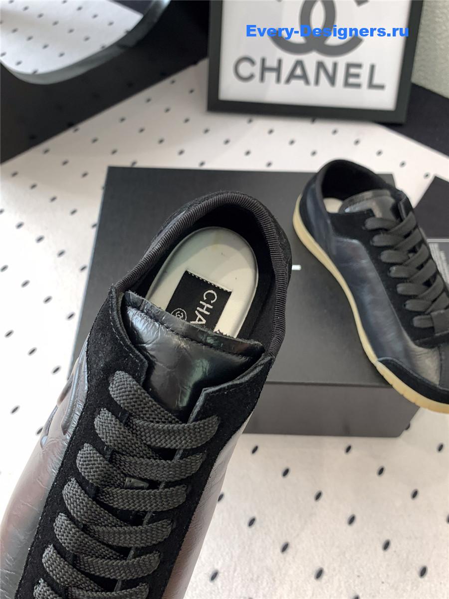Ch**el black lace up trainers