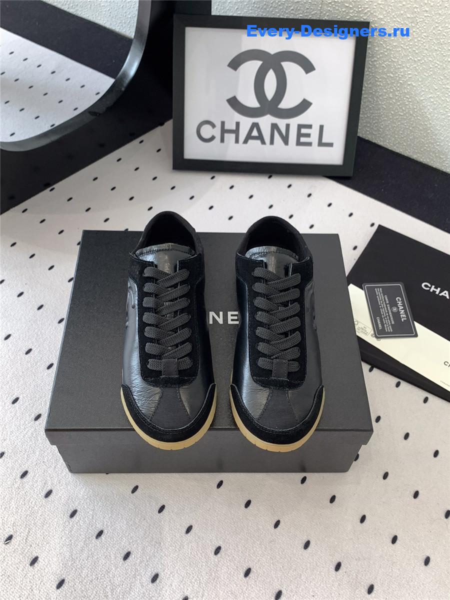 Ch**el black lace up trainers