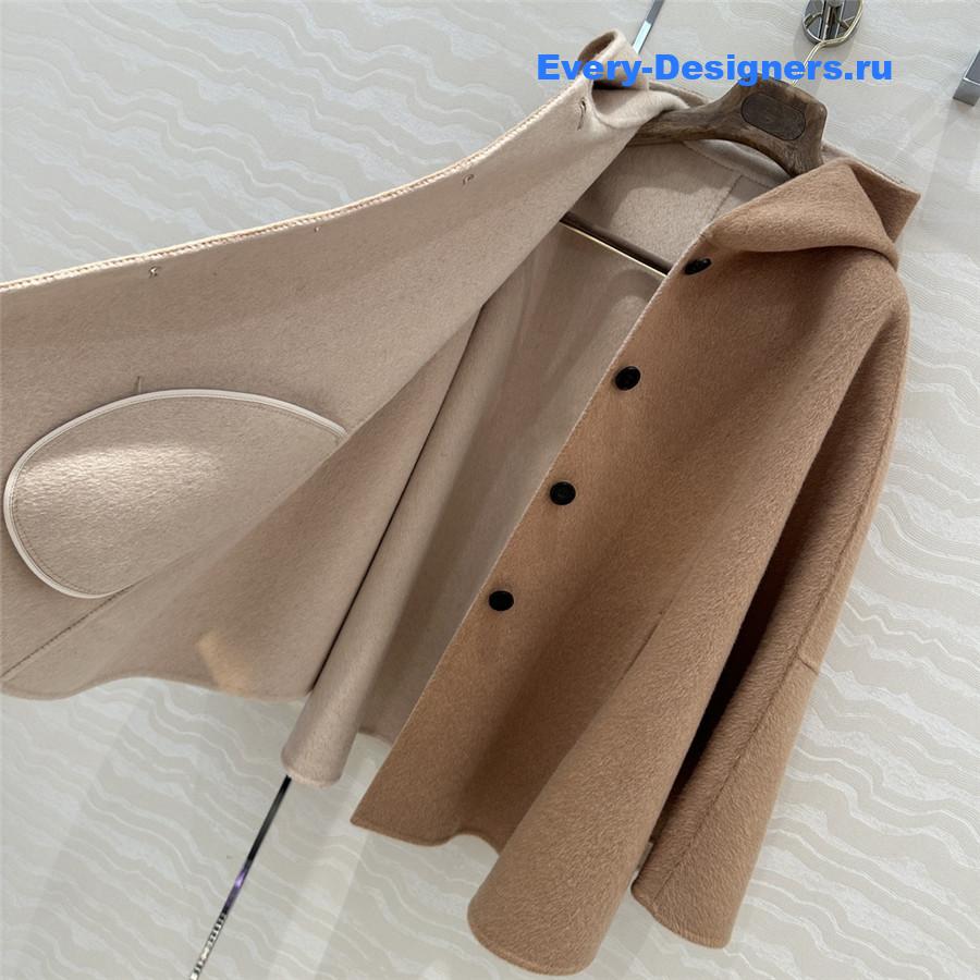 L0r0 P1ana brown hooded cashmere cape