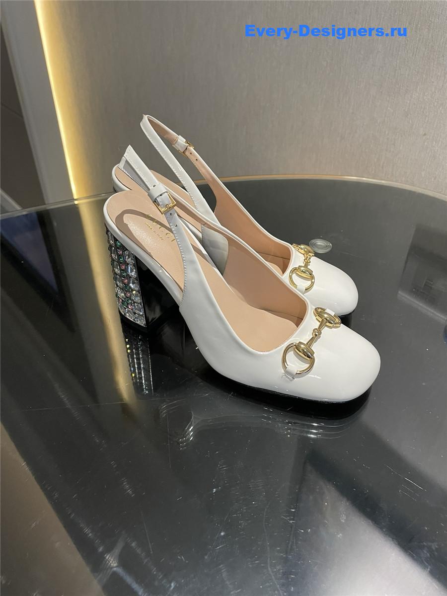 Gvc*1 horsebit leather slingback pumps