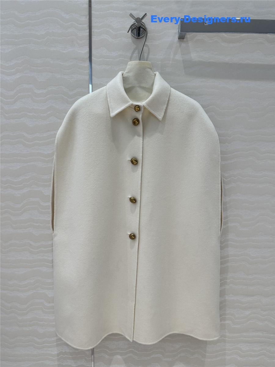 D10r women’s cashmere cape coat in white