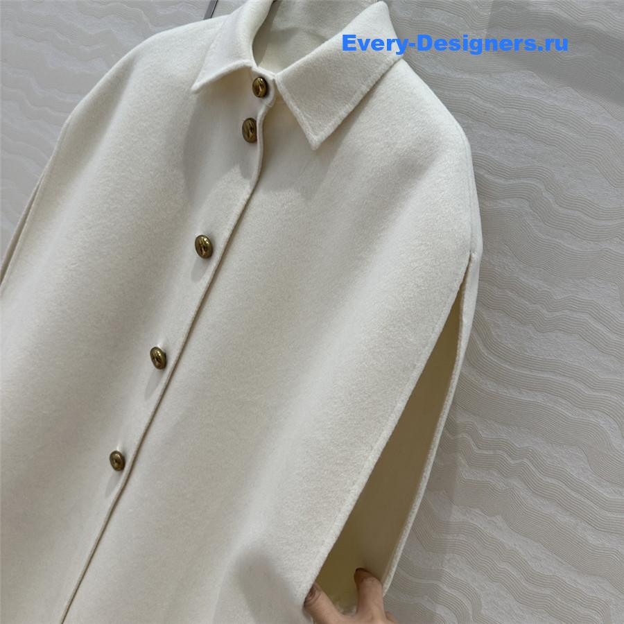 D10r women’s cashmere cape coat in white