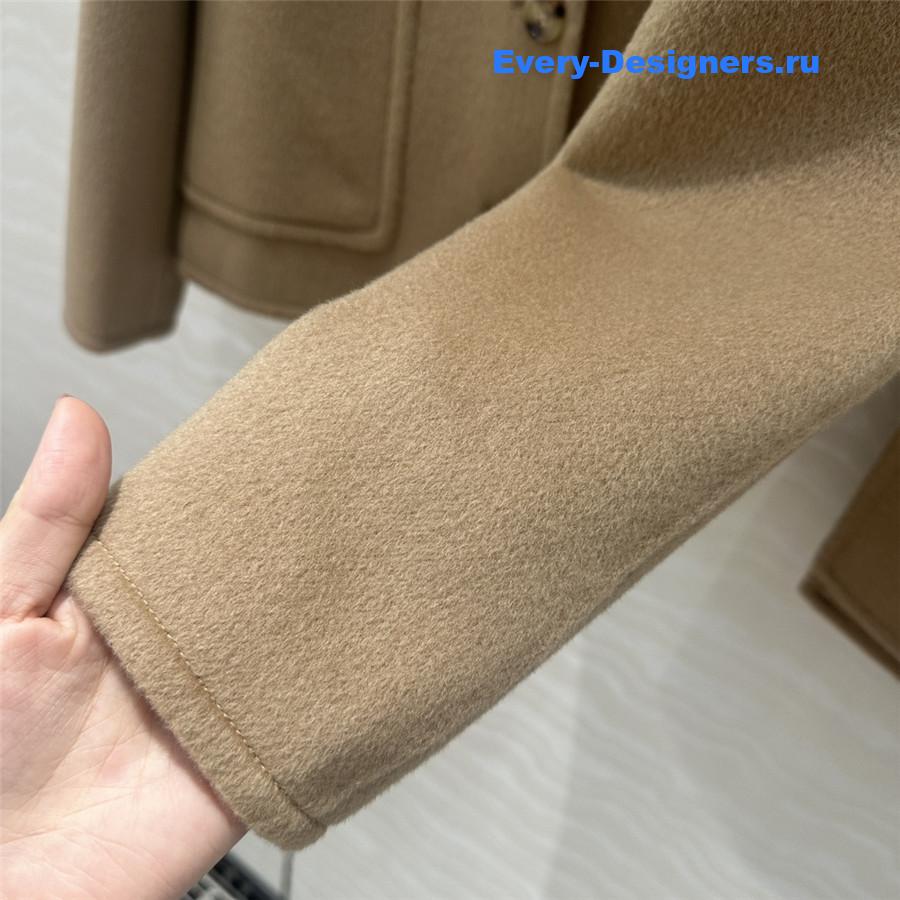 L0r0 P1ana brown v-neck cashmere coat