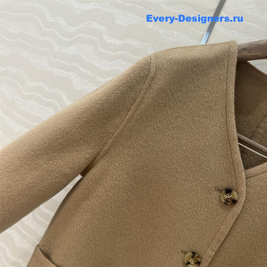 L0r0 P1ana brown v-neck cashmere coat