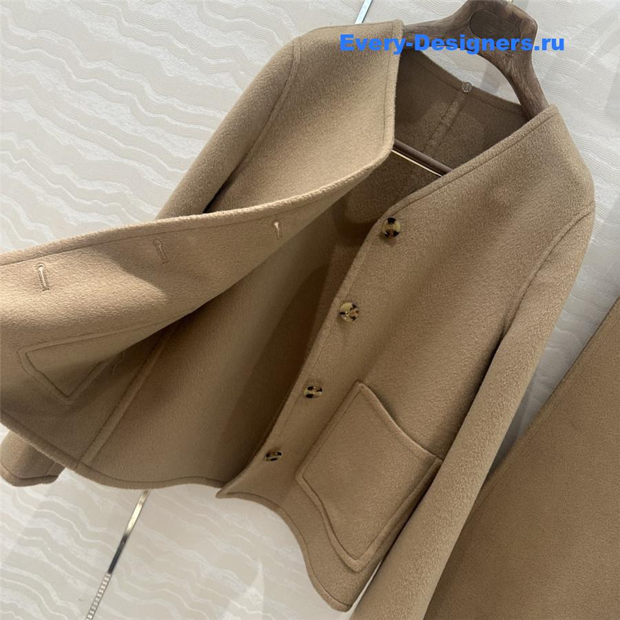 L0r0 P1ana brown v-neck cashmere coat