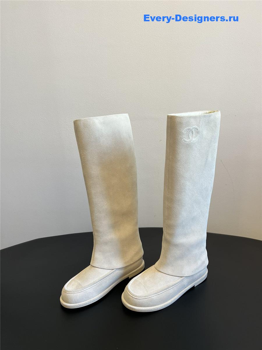 Ch**el flat suede knee-high boots