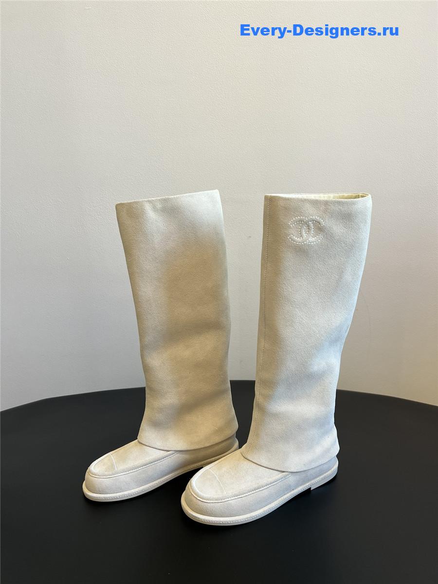 Ch**el flat suede knee-high boots