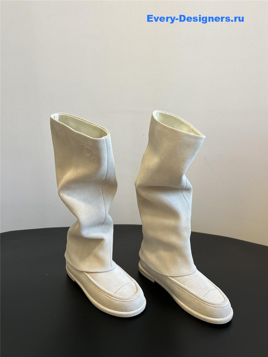 Ch**el flat suede knee-high boots