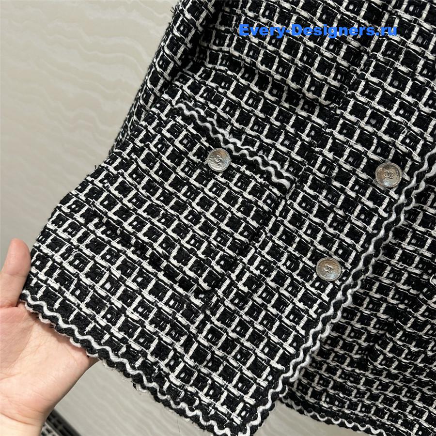 Ch**el coco check soft tweed jacket