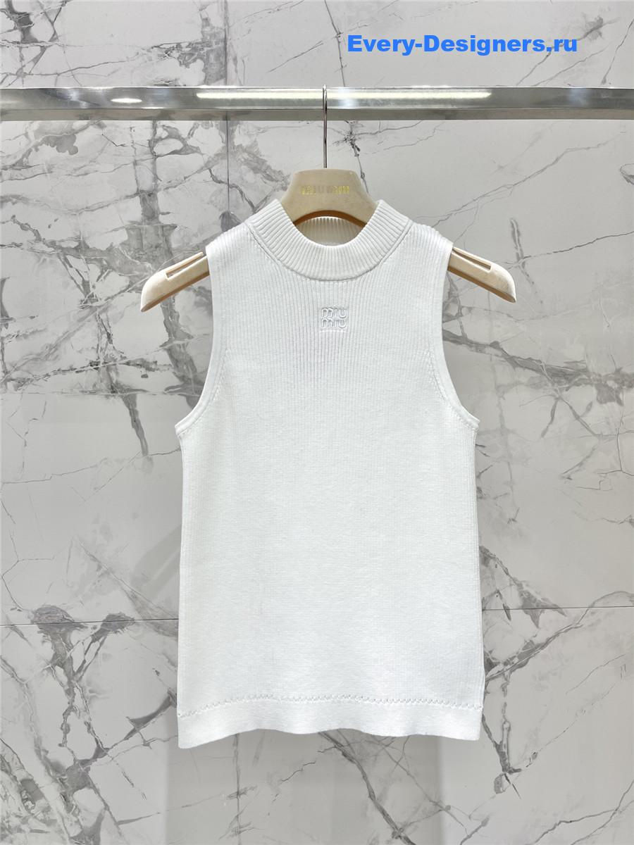 Miu Miu Sleeveless Embroidered Logo Vest