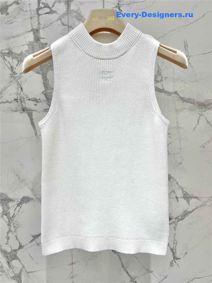 Miu Miu Sleeveless Embroidered Logo Vest