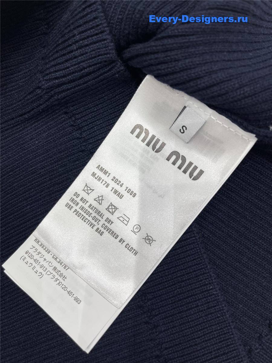 Miu Miu Blue Sleeveless Logo Knitted Vest