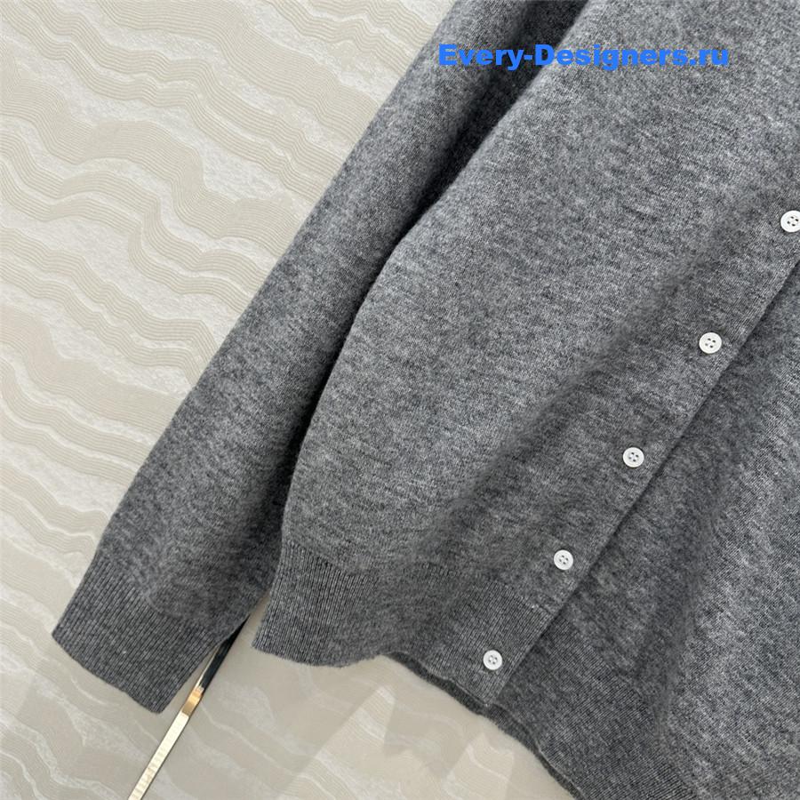 Miu Miu Cashmere Polo Collar Cardigan Gray
