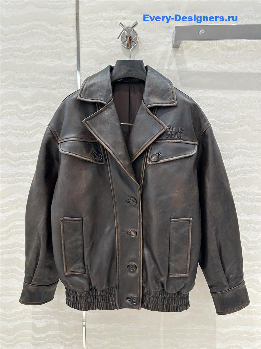 Miu Miu Women’s Lambskin Biker Coat