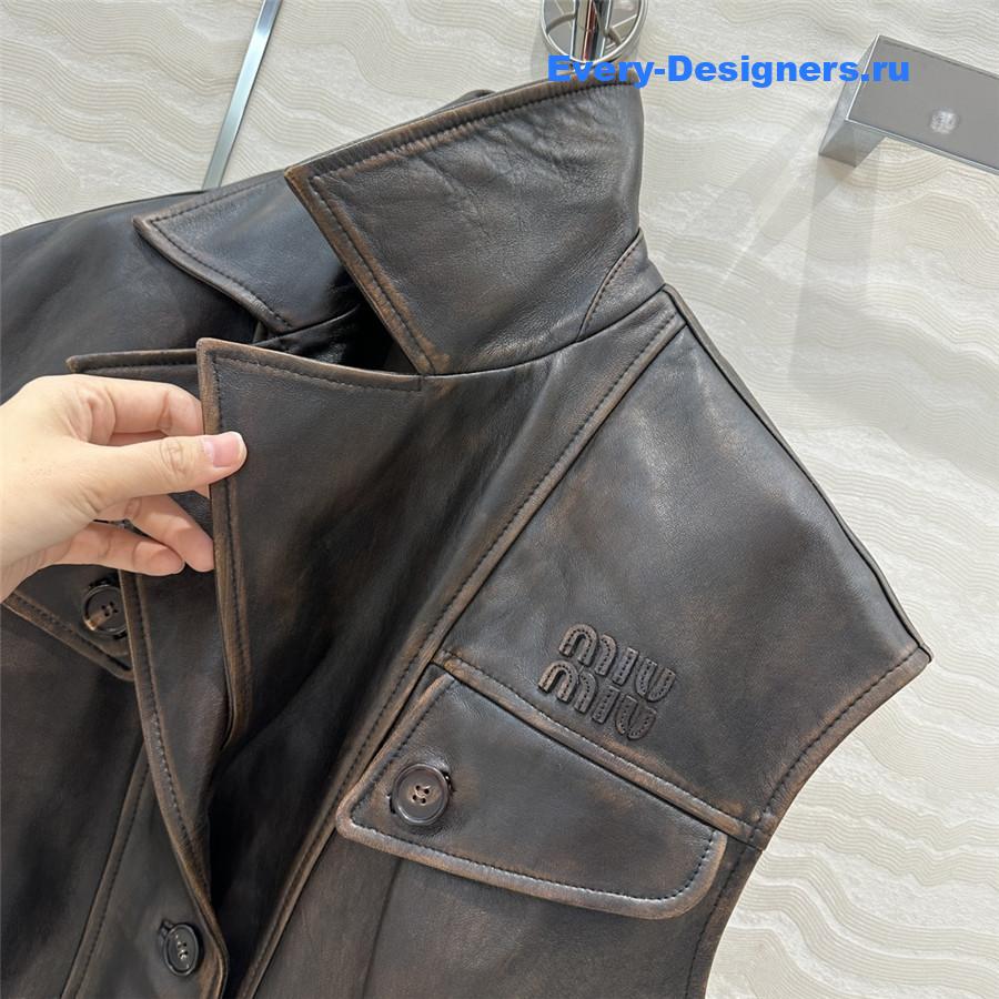 Miu Miu Women’s Lambskin Biker Vest