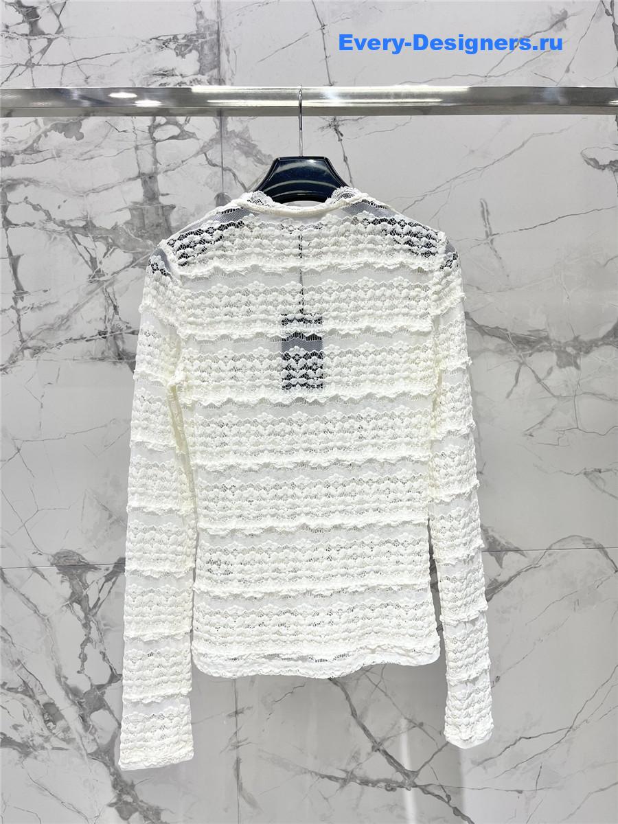 Sa1nt Lau*nt lace long sleeve shirt in white