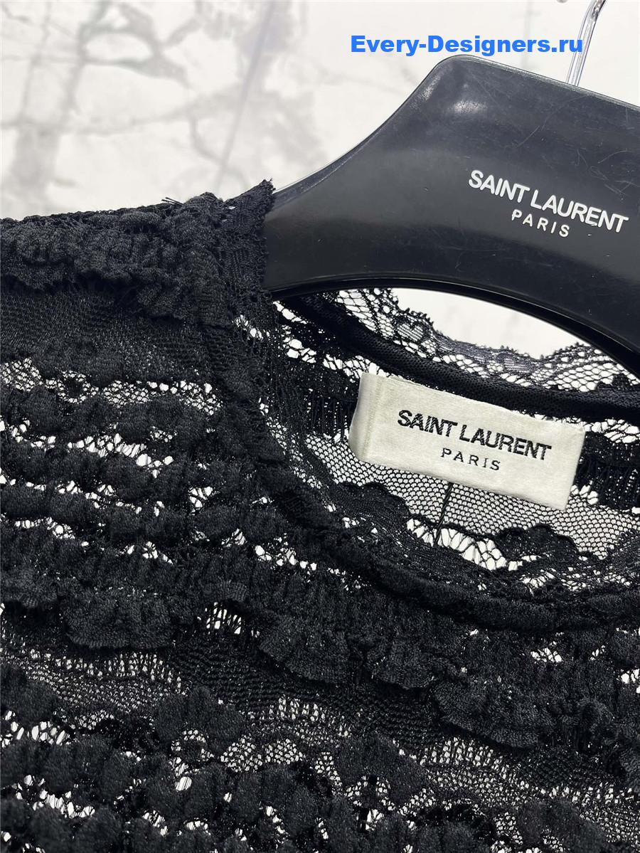 Sa1nt Lau*nt lace long sleeve shirt in black