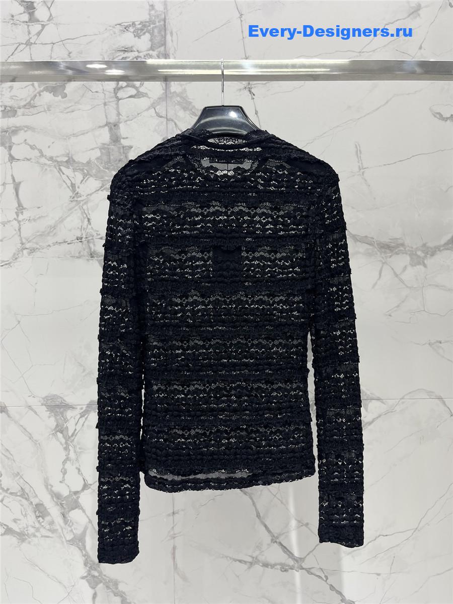 Sa1nt Lau*nt lace long sleeve shirt in black