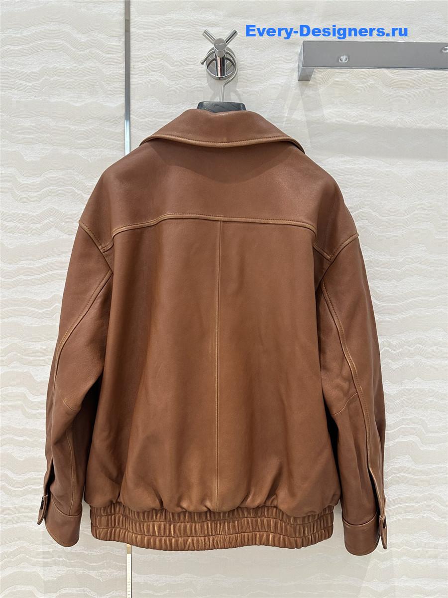 Miu Miu Brown Nappa Leather Jacket
